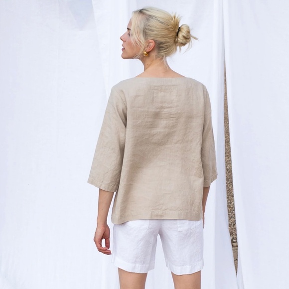 notPERFECTLINEN January Top in Forest Green Linen, S/M - Picture 9 of 9